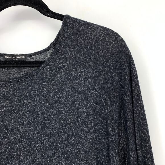 Cha Cha Vente Swing Tunic Top Womens XL Charcoal Gray Marled Knit 3/4 Sleeve - Picture 3 of 5